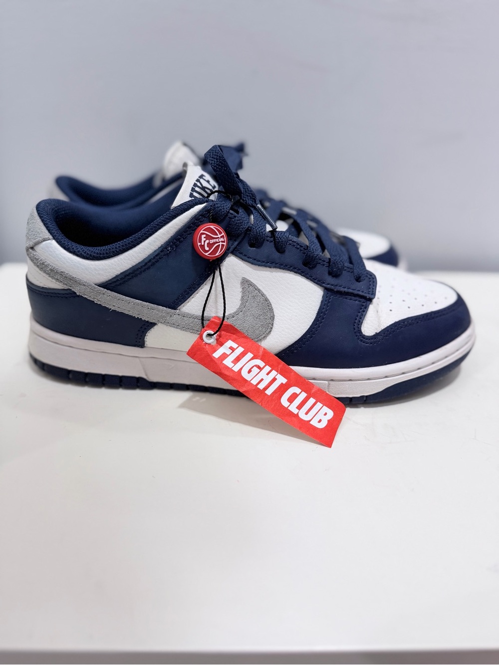 Nike Dunks Low-Top Sneakers in Navy, White, and Gray